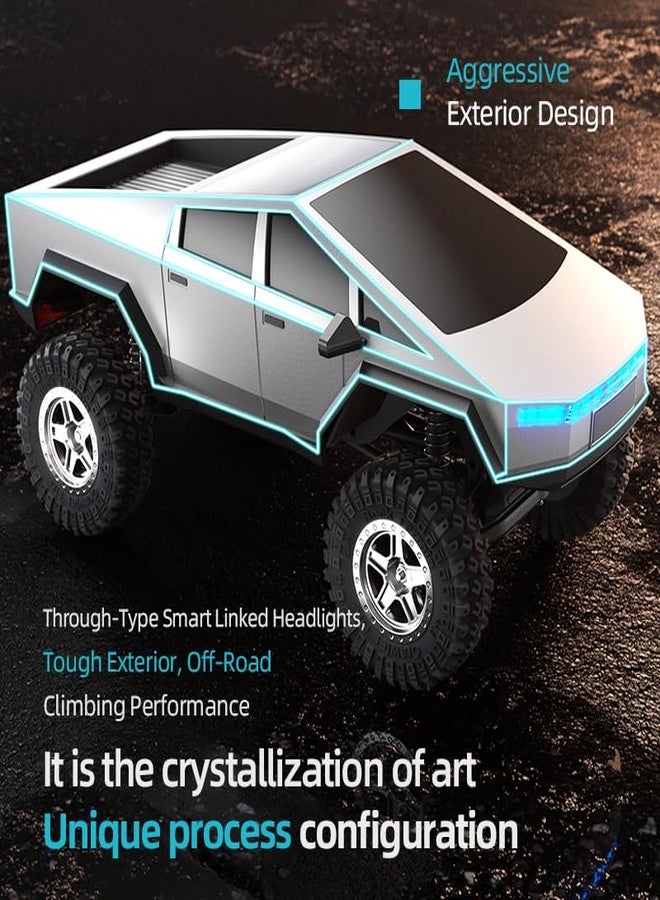 سيارة NBJIALIN RC Cyber Truck - سيارة تحكم عن بعد بمقياس 1:18 للبالغين، سيارة سايبرتراك رباعية الدفع عالية السرعة للطرق الوعرة، سيارة تحكم عن بعد 2.4 جيجاهرتز مقاومة للماء، سيارة مونستر RC لألعاب شاحنات التحكم عن بعد وهدايا - Image 3